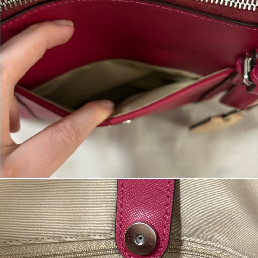 Coach Raspberry Leather Women's Bag - Picture 3 of 7